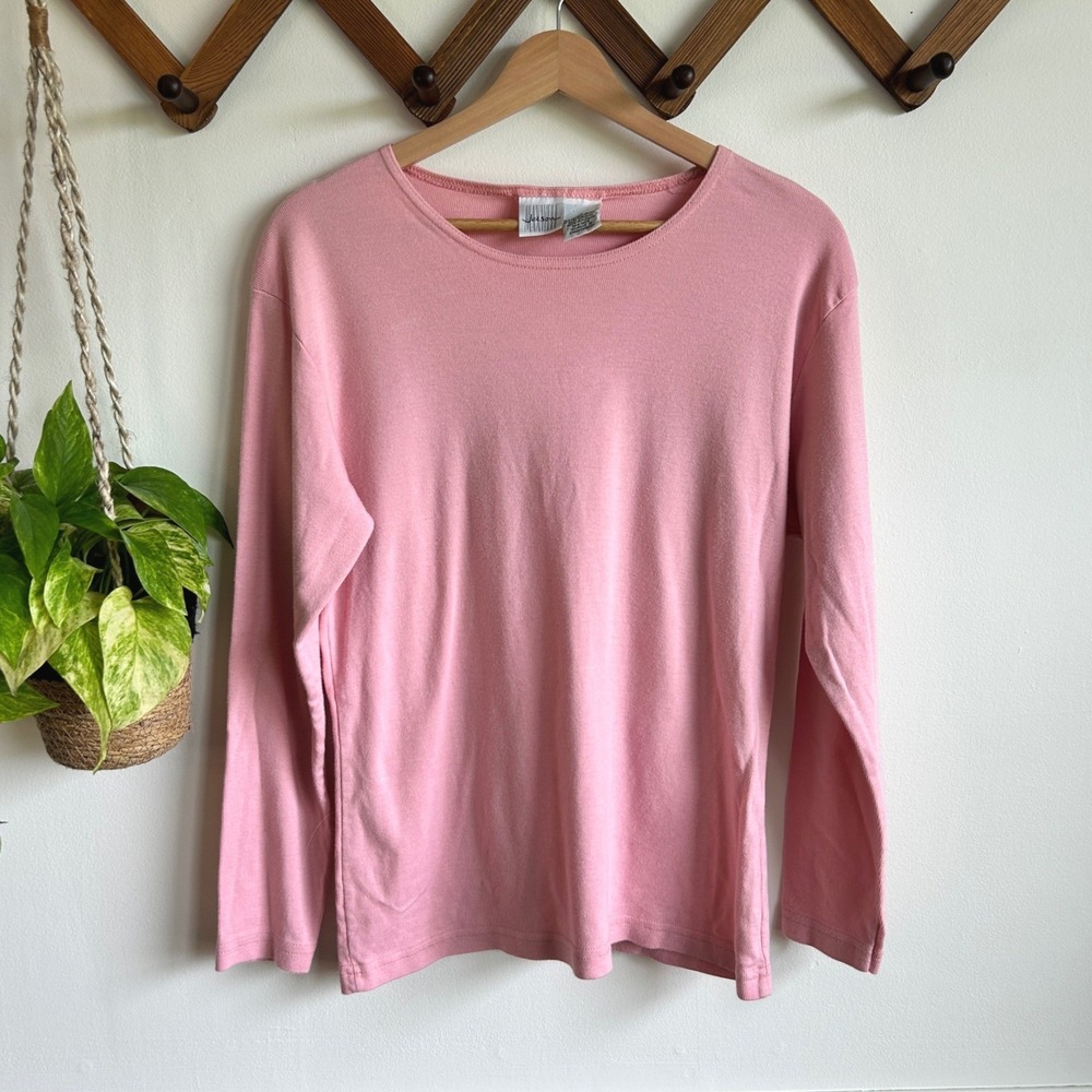 Vintage Maxwell Jason Womens Pink‎ Ribbed Long Sleeve Crew Neck Top Large